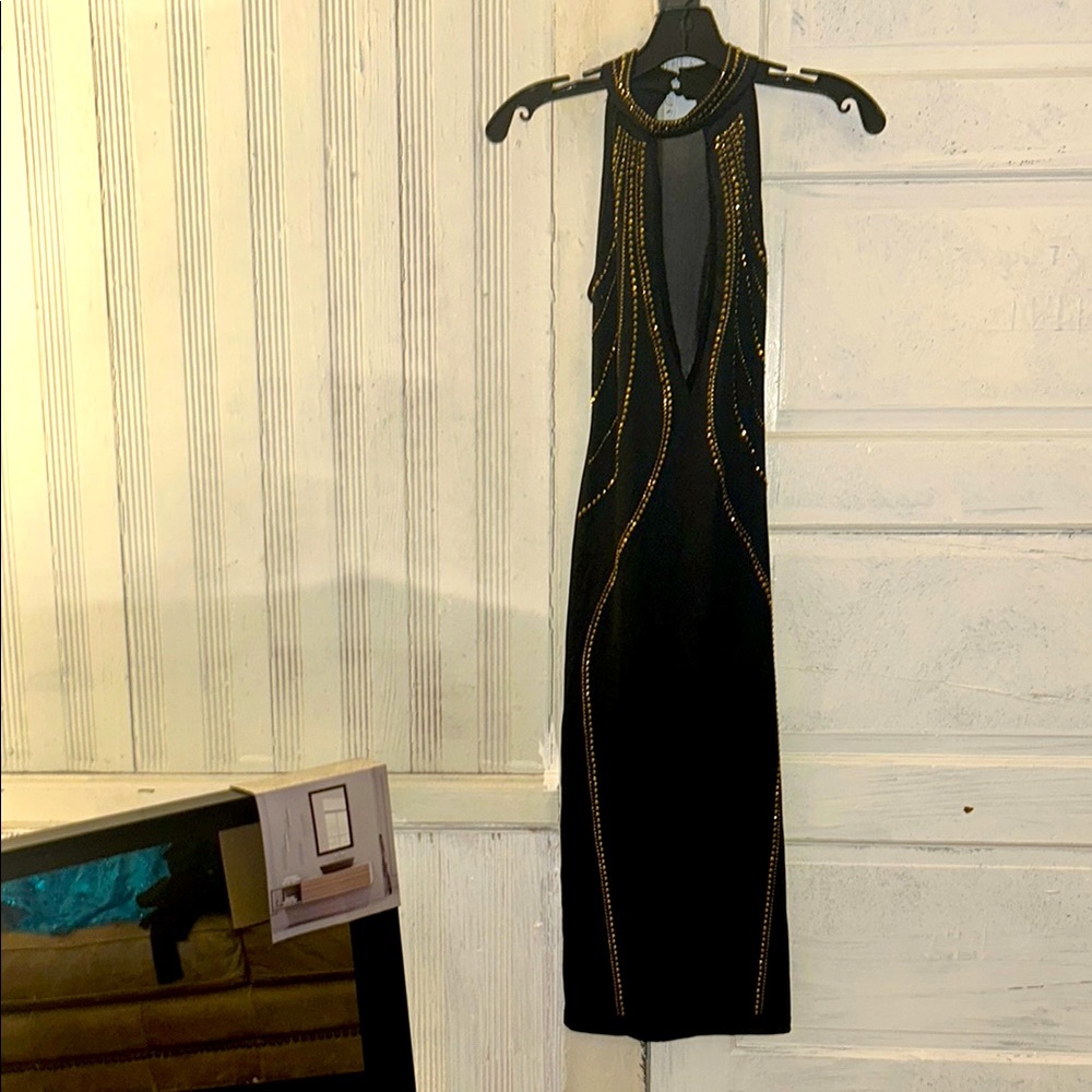 Party Black Sleeveless Open Back Dress